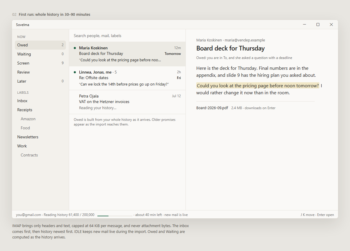 First run importing history with new mail live